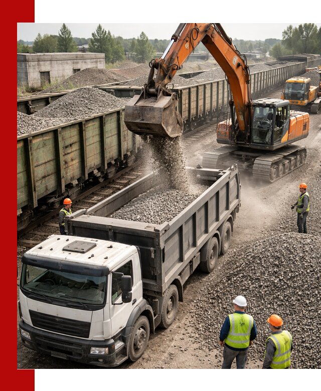 Железнодорожный щебень фракция 25–60 для поставок в Соколе