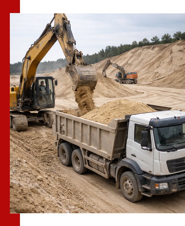 Доставка карьерного песка с самосвалами и разгрузкой в Соколе