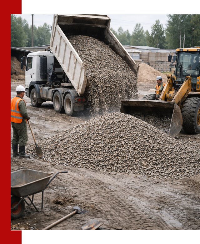 Мытый гравий с доставкой в Соколе от карьера до участка