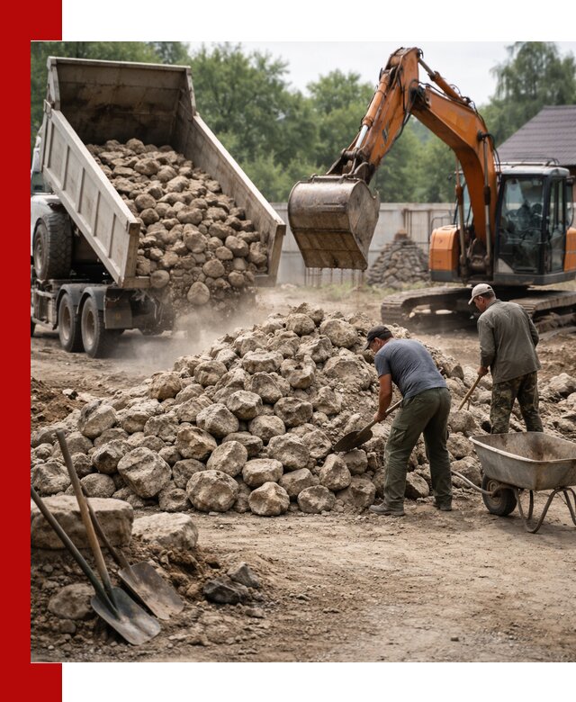 Доставка и разгрузка бутового камня в Соколе