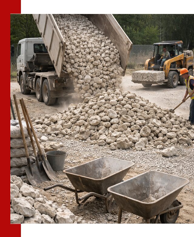 Доставка и продажа бутового известнякового камня в Соколе