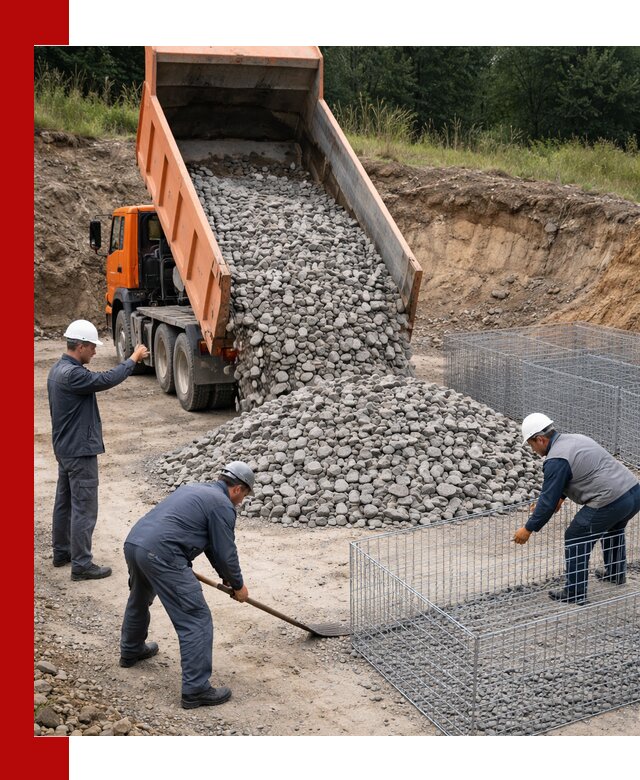 Камень для габионов с доставкой в Соколе быстро и надёжно
